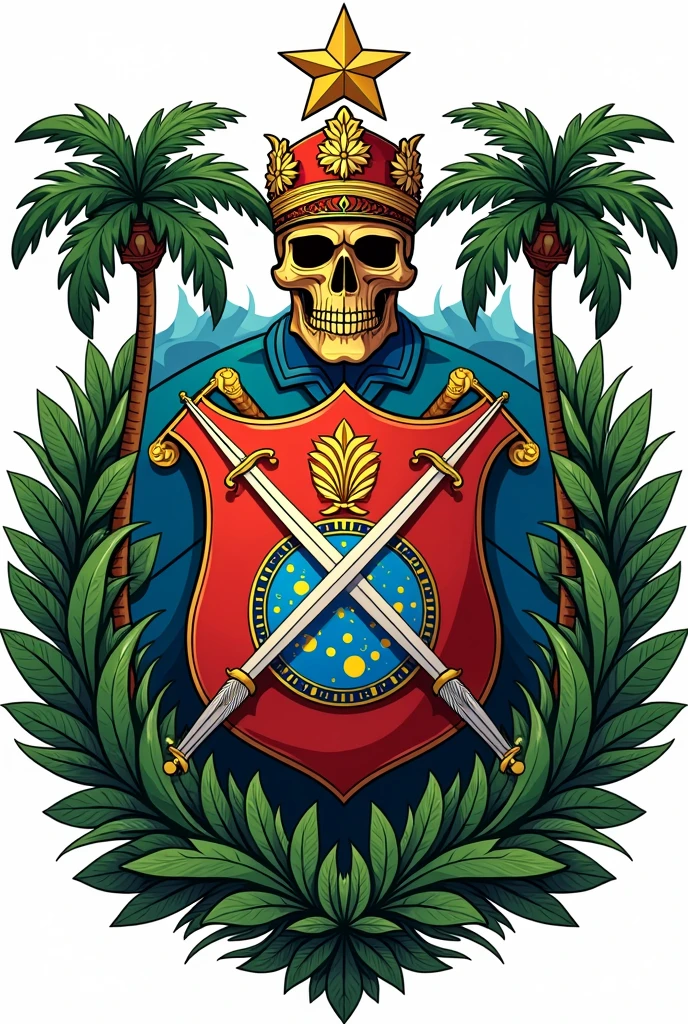 Create a poster with the coat of arms of the San Bernardo school in Bolivia