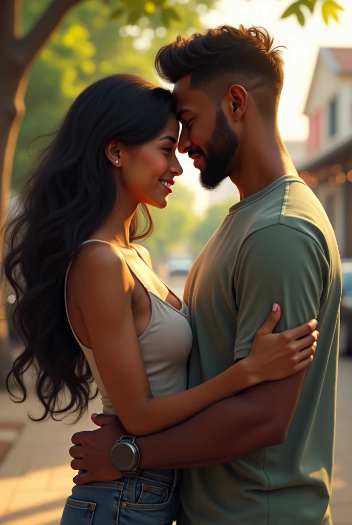 a man and a woman wearing a blue shirt with the number 33