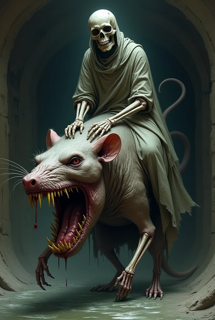 ((best quality)), ((masterpiece)), (detailed), monstrous, Beautiful, Best quality, perfect lighting, NSFW, monster smile with crooked fangs, Very skinny, disproportionately long arms, head of a rabbit, scruffy dirty fur, diseased, worms, A sinister aura, something, chained, deity, cultist clothing, cosmic horror, full body