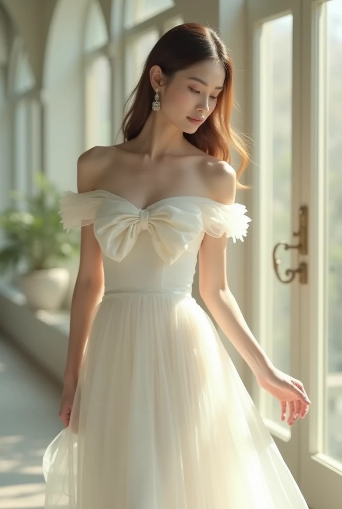 Yu Shuxin,White tulle skirt,,white church,Shimmer,