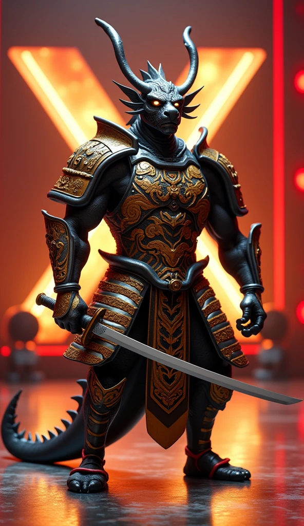 Here's a scene of boxer Jervonta Deidvis in a samurai suit