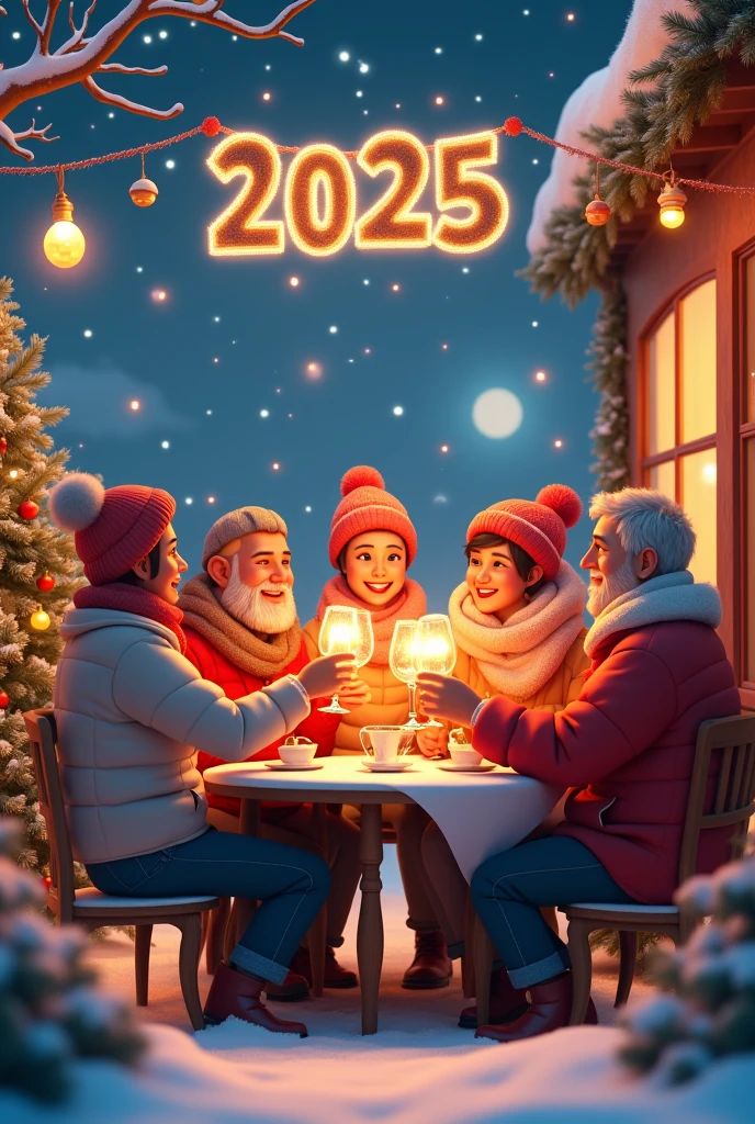 Make a picture saying happy new year 2025 and happy Christmas