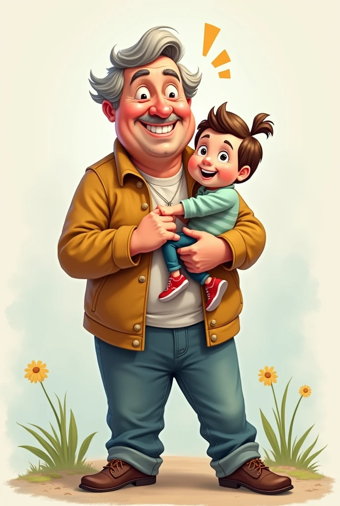(little boy and old man:1.2), toy. play together.side by side.sitting.bright and cheerful smile.heart.game.heart-warming atmosphere.train toy.masterpiece,high quality
