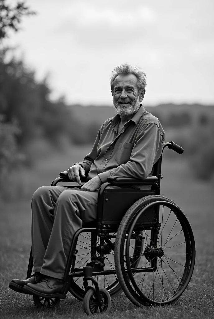 Create a real photo image to celebrate Father's Day, in the image there must be a father in a wheelchair