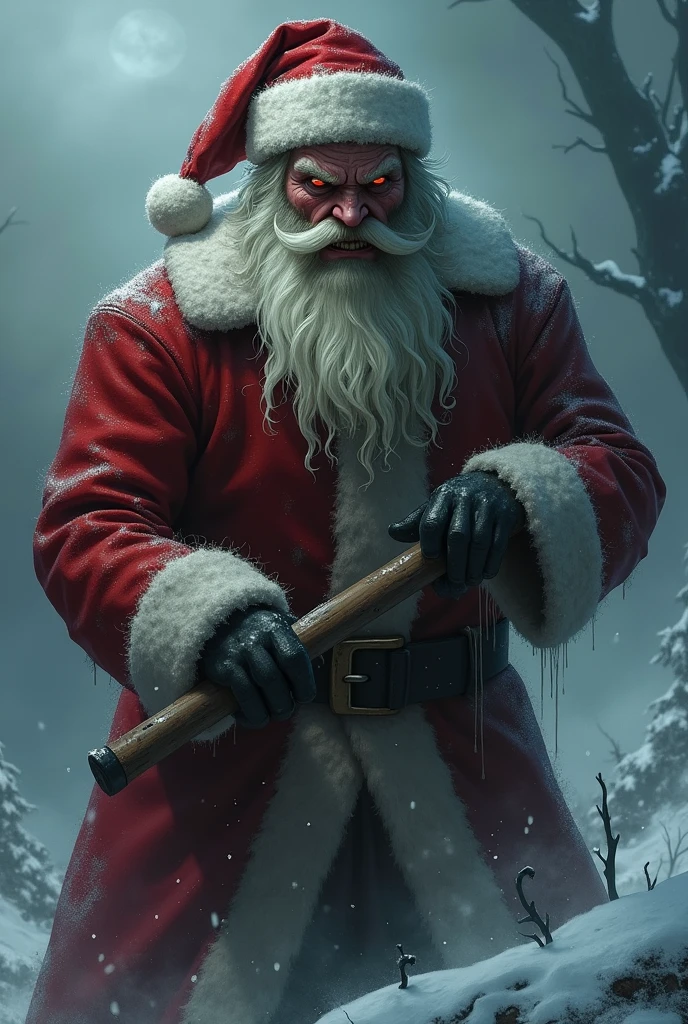 escena de terror, Santa Claus covered in drops of blood with an ax. , , sangre malvada y cruel goteando de sus manos , , agony and stress, christmas escena de terror, ,LegendDarkFantasy,Beyond_el_negro_arco iris,newhorrorfantasy_estilo,comics style