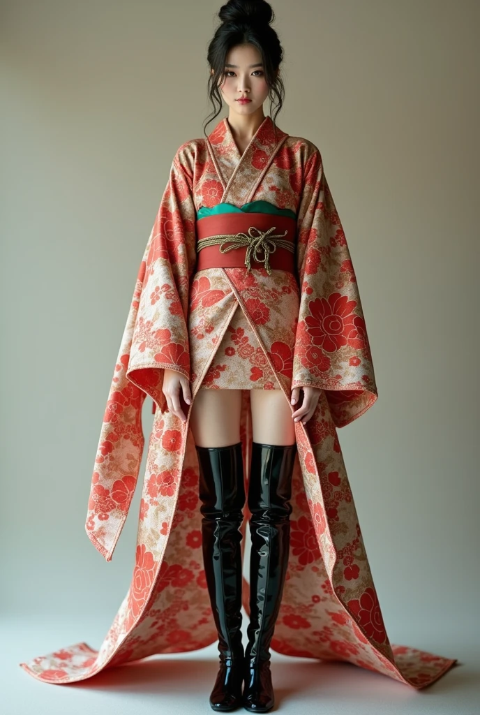 Gabungkan keindahan budaya Jepang dengan estetika futuristik cyberpunk dalam desain baju yang unik. Eksplorasi konsep ini dalam gambar atau kata-kata, menggabungkan elemen tradisional Jepang seperti kimono, motif bunga Sakura, dan tata letak yang rapi dengan sentuhan teknologi canggih, neon, dan elemen mekanik