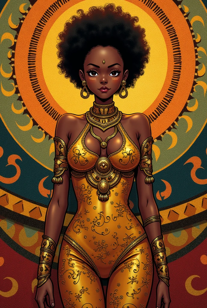 1 photo, (SevenWonders:1), black skin, afro, renaissance style