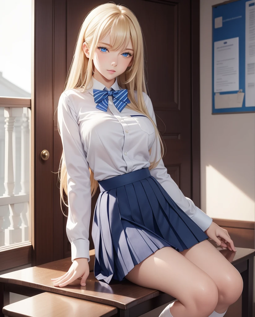 (masterpiece:1.3、Highest quality、Ultra-high resolution、Very detailed)、(Genuine:1.1、Realistic:1.4)、Beautiful illustrations、Perfect lighting、colorful、Depth of the Boundary、Beautiful hair in every detail、Beautiful face in every detail、Beautiful definition details、Beautiful clavicle、Beautiful body、美しいchest、Beautiful thighs、Beautiful feet、Beautiful fingers、View Audience、1 person、Japanese、high school girl、Perfect Face、(Perfect Anatomy、Anatomically correct)、Cute and symmetrical face、Baby Face、Skin Radiance、(Camel Toe:1.5、Shaving:1.2)、blonde、Asymmetrical bangs、blue eyes、Long eyelashes、(chest)、skinny、(Please lift your skirt、Not wearing underwear、No underwear:2、Very good:1.5)、((Collared short-sleeved shirt、White shirt、White panties、)Grey plaid pleated skirt、There is nothing underneath the skirt))、(Beautiful views)、noon、(Outdoor、distant cityscape)、Are standing、(she&#39;Lift up your skirt yourself:2)、(Cute Smile、blush、look up、Open your mouth)、 (White knee socks:1.5)、time々Squat:1.2、Stick your fingers inside you:1.2、