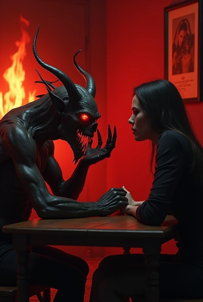 several demons holding a man