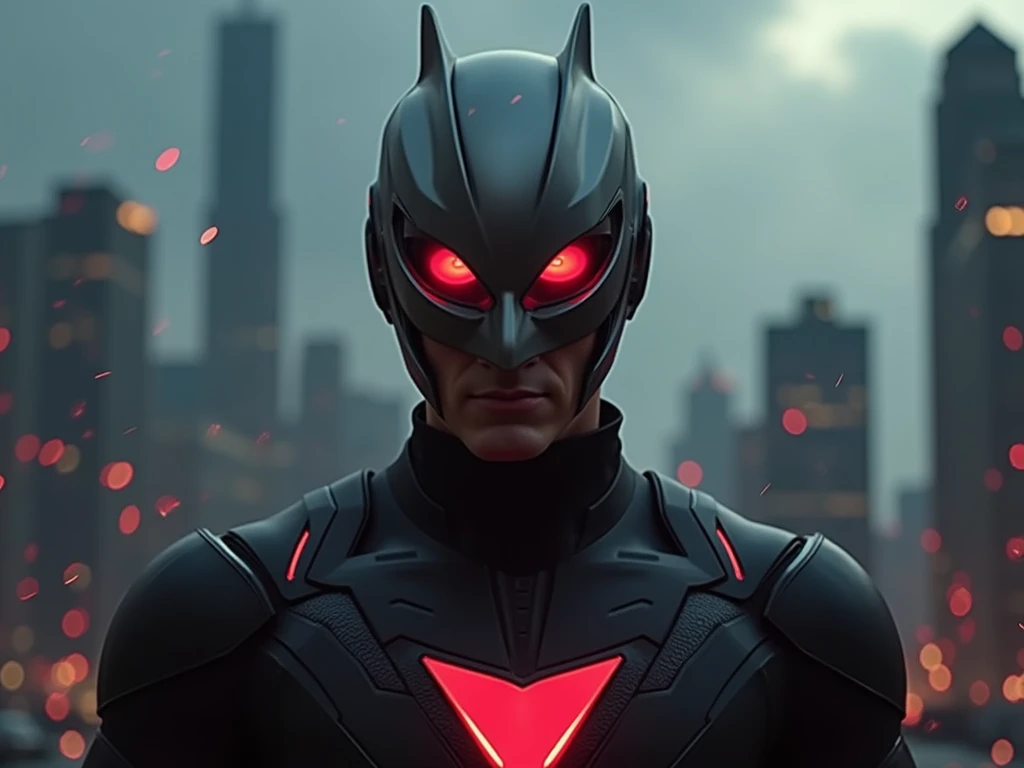 gloomy portrait of Evil Flash from DC with intricate angular cybernetic implants inside a brutalist building, gothic brutalist cathedral, cyberpunk, award-winning photo, bokeh, neon lights, cybernetic limb