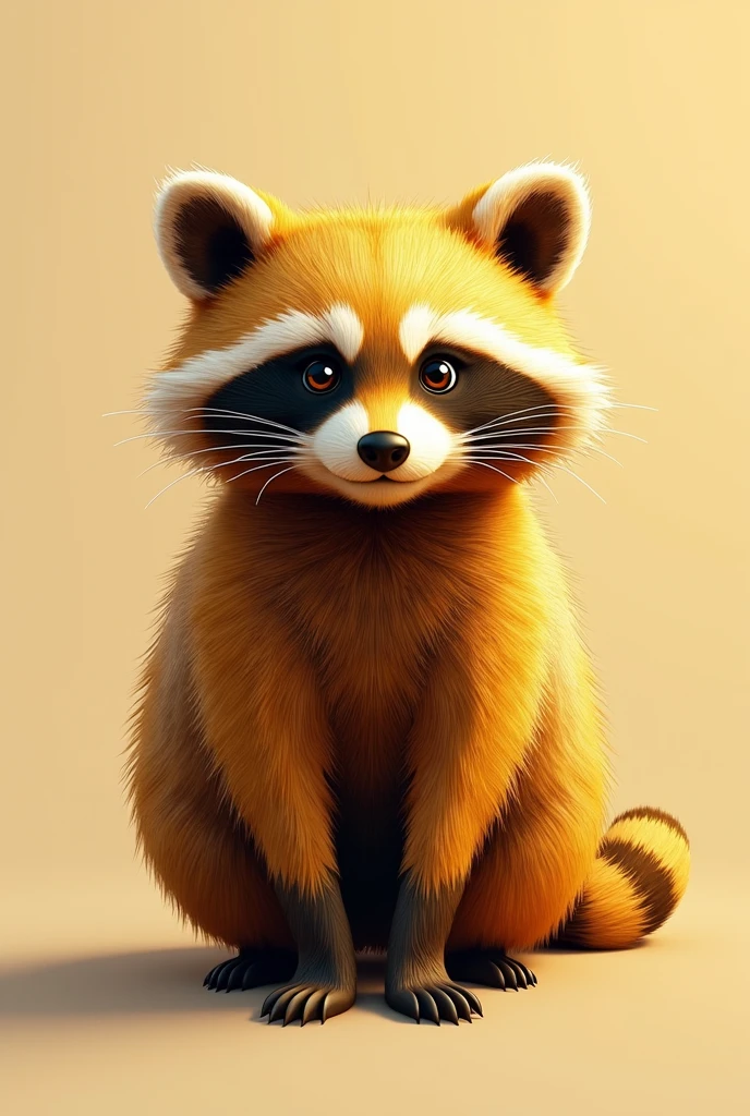 A mesmerizing 3D render of a captivatingly fluffy baby raccoon, radiating a vibrant Cadmium Yellow hue. The raccoon's soft fur-like texture and chubby, lemon-like appearance exude a sense of cuteness and playfulness. The background is a conceptual fusion of CMYK and Fire Yellow, resulting in a vivid explosion of colors that draws the viewer's attention. This striking, conceptual art piece embodies a sense of wonder and delight, transcending the boundaries of traditional photography., 3d render, photo, conceptual art, vibrant