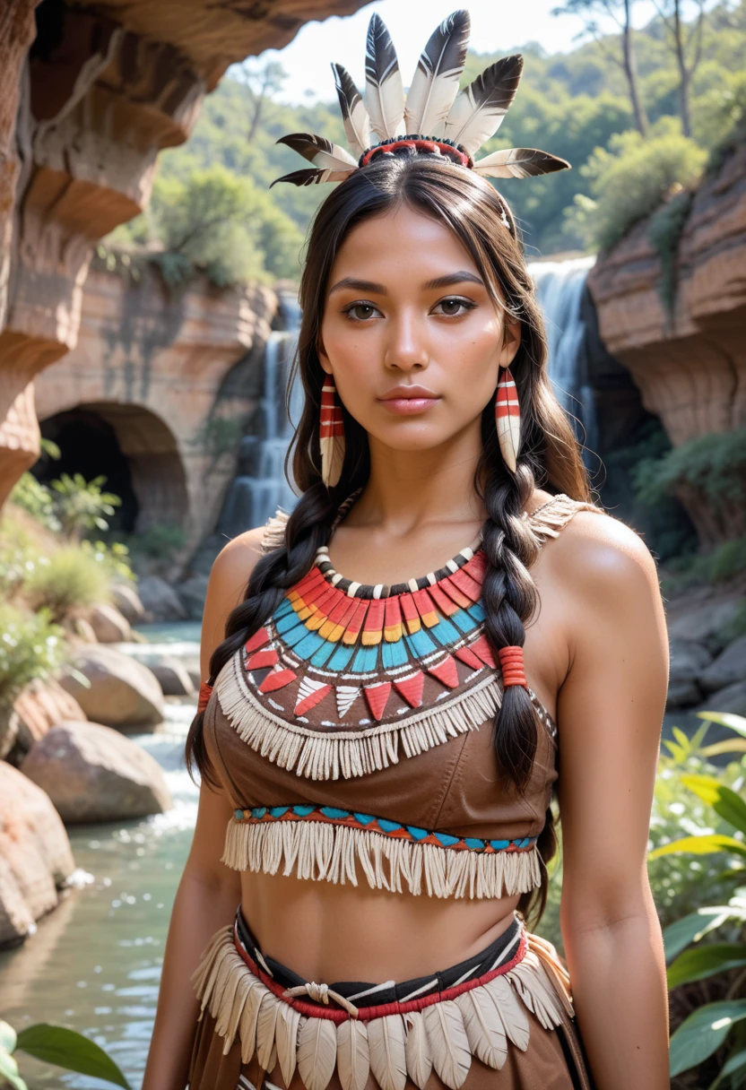 score_9, score_8_up, score_7_up, Western Comics, Portrait, girl, native american,cute, seductive, innocent, light smile:0.3, plump lips, slender body, 20yo, adorned with traditional regalia and feathers, Canyon background, dynamic angle detailed Native American tribal dress, depth of field, dynamic angle, fashion photography, sharp, hyperdetailed:1.15