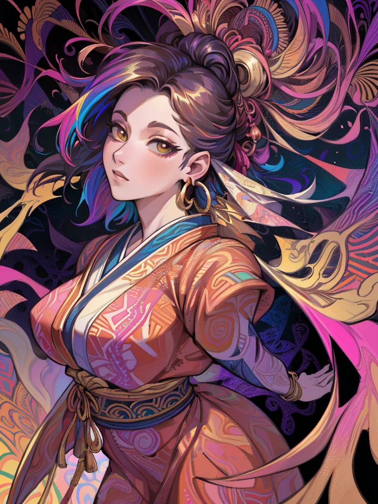 masterpiece, Highest quality, Highest quality, Realistic, Perfect Anatomy, Perfect Face, Perfect Eyes,Sensual Body、Glamour、Huge breasts、Cleavage、Curved waist、Big Ass、bikini、Metal Armor Translation, Side Lock, hit, single good, good, (Iris), orange pashmina wrap, red sphere earrings , Red Bracelet, Purple Chinese Dress, Sexy pose