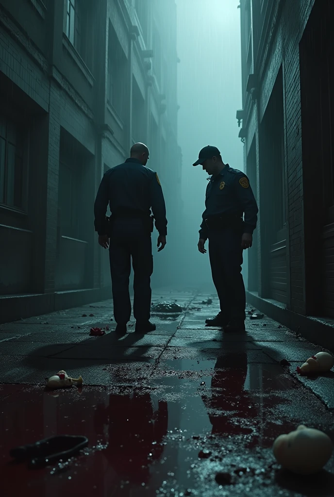 1080HP, Ultra realistic, Textured skin, crime scene, police investigating, no nude, no body deformed, knife, guns