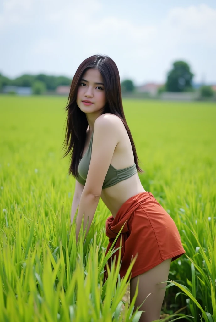 beautiful girl, Korea, 2 persons, Double shots, full body picture, 18-20 years old, Sexy, (gorgeous face, Beautiful face shape, beautiful eyes, Beautiful nose, red lips), (long hair), ((Thai sarong, Random Colors, thin)), ((shower)), ((Huge breasts, breast augmentation, big breast)), (((skinnythin, skinnythin, Flat stomach, Beautiful legs, Slender legs), (The body is soaked wet.), (((no underwear.))), (((Bend over, Growing rice))), ((Thai rice field, people, natural, field edge, transplanting rice seedlings)), ((beautiful girl, long hair)), ((Put in a cloth bag, Random color sarong, stand)), ((Huge breasts, Beautiful breasts)), ((wet)), ((stream,natural, Women&#39;s bodies make their breasts bigger., Wear a spinning outfit ,gigantic breast)), ((Behind the scenes, rice fields))