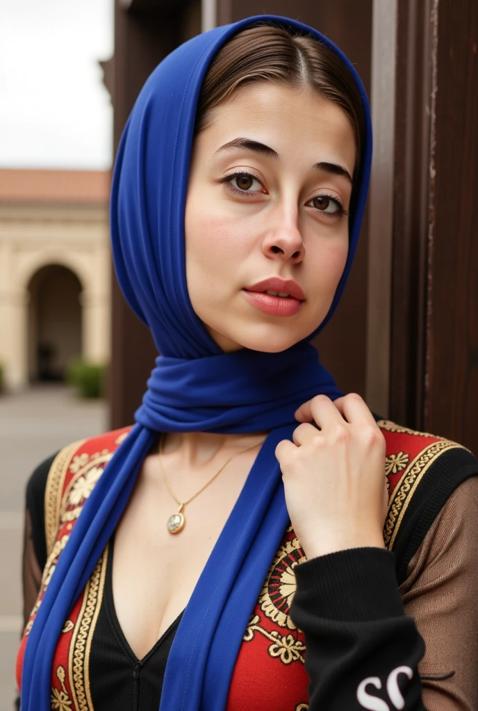 one real persian women, beautiful detailed eyes, beautiful detailed lips, extremely detailed face and skin, white skin, long hair, hijab, looking at camera, intricate jewelry, flowing colorful scarf, dramatic lighting, cinematic, serene expression, hyper realistic, photorealistic, 8k, high resolution, masterpiece, (best quality:1.2), (photorealistic:1.37), ultra-detailed, cinematic lighting, warm color palette, dramatic shadows, elegant, majestic, regal,8k