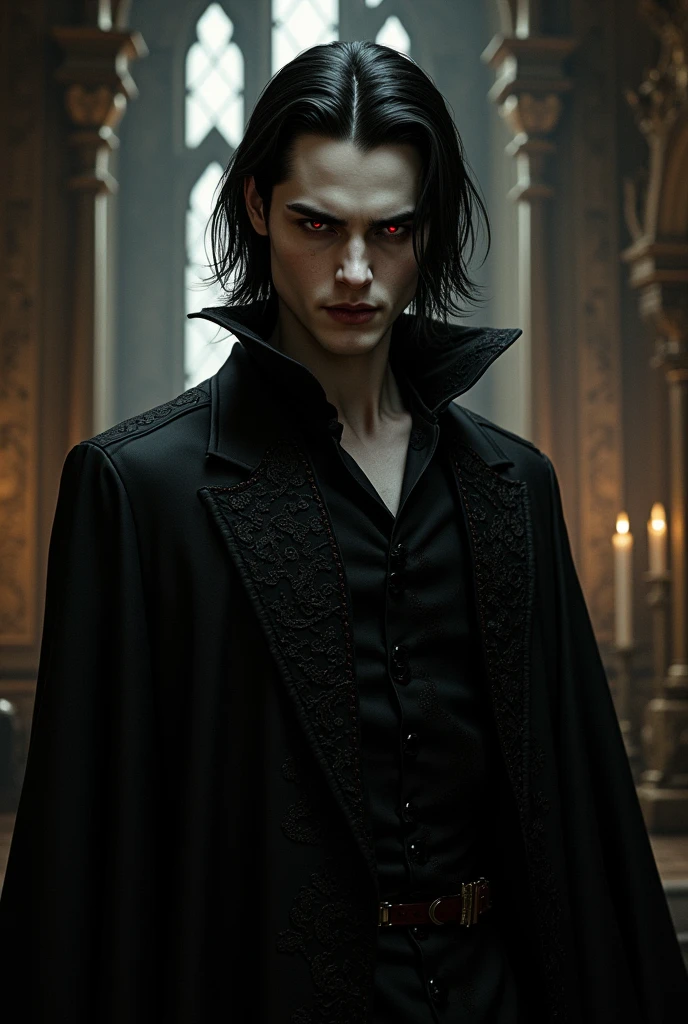Create an image of Marcus Volturi vampire with the description of his realistic appearance from the Twilight Book 