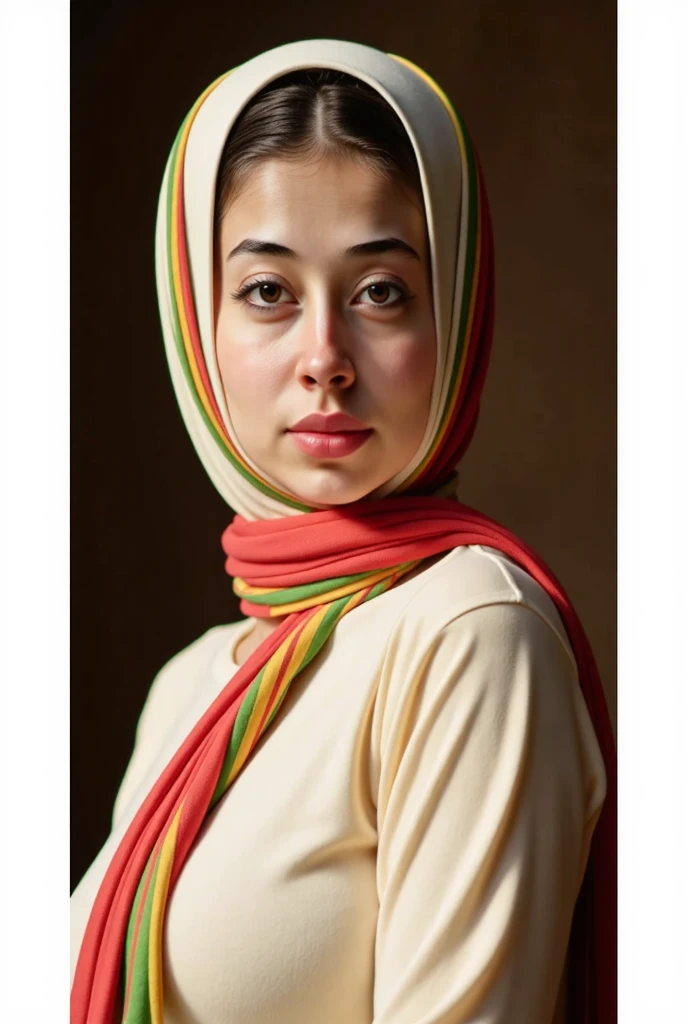 one real persian women, beautiful detailed eyes, beautiful detailed lips, extremely detailed face and skin, white skin, long hair, hijab, looking at camera, flowing colorful scarf, dramatic lighting, cinematic, serene expression, hyper realistic, photorealistic, 8k, high resolution, masterpiece, (best quality:1.2), (photorealistic:1.37), ultra-detailed, cinematic lighting, warm color palette, dramatic shadows, elegant, majestic, regal,8k, breast , ass, full body details,show feet, naked