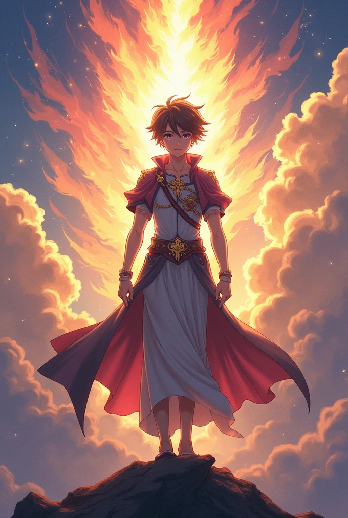    to all who have accepted him ,  God has given him the power to become ruler.  anime style , 