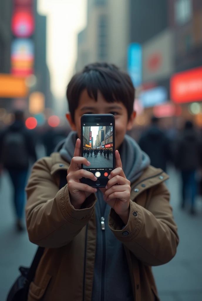too many boys and girls, a boy taking selfie