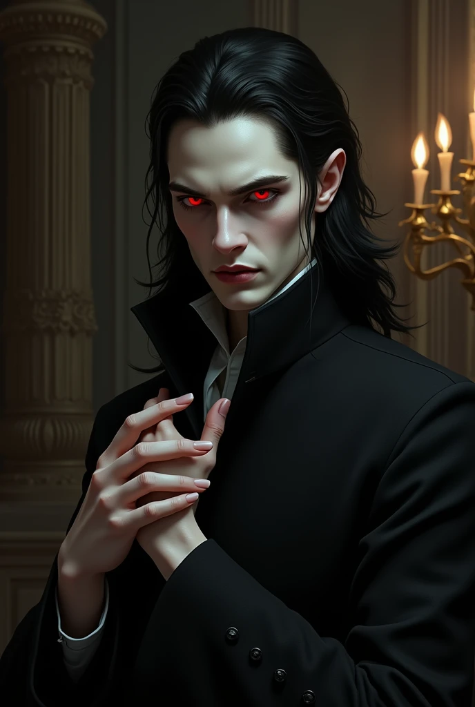 Create an image of the vampire Marcus Volturi with the realistic description of his appearance in the Twilight Book