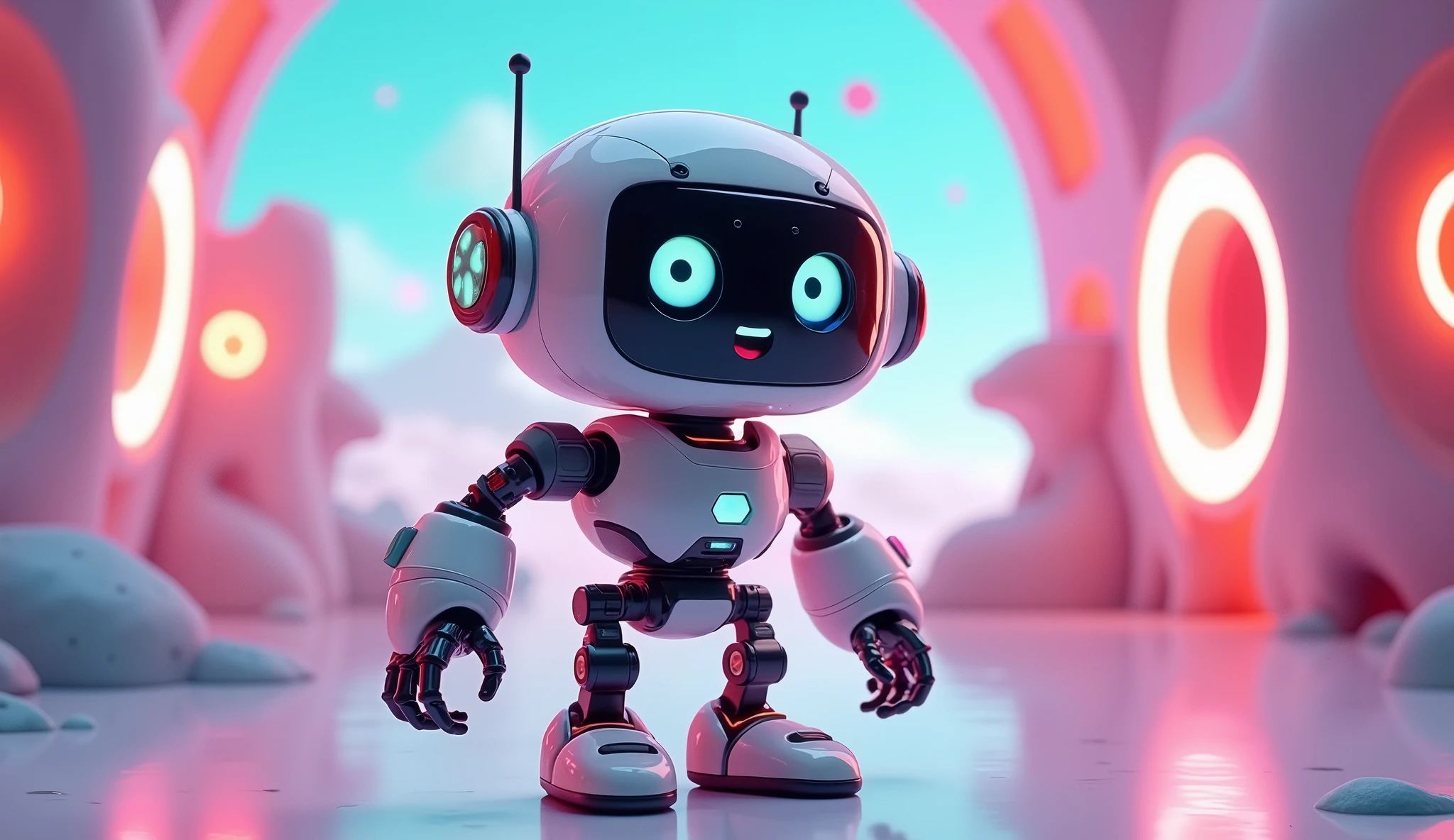 create me 3D cartoon style AI robot character