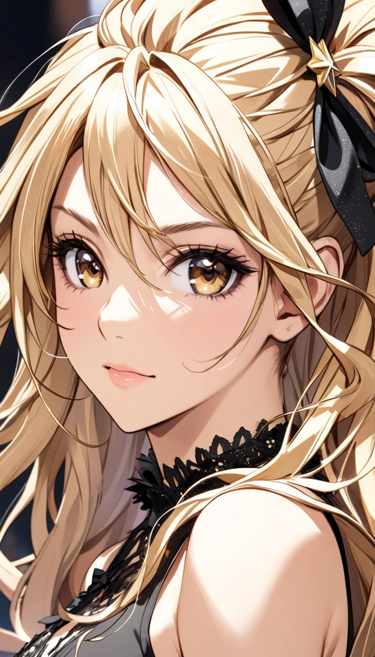 1girl in, age19, Solo, Long hair, Colossal , Looking at Viewer, blondehair, Bare shoulders, Brown eyes, jewely, a necklace, off shoulders, Sweaters, Realistic, A sexy, (Close Up on upper body),