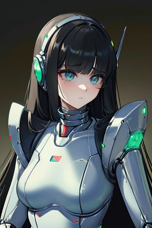 (masterpiece),(Highest quality),(Super detailed),(Best illustrations),(Best Shadow),(Absurd),(Detailed Background),(so beautiful), 16K, 8K, 4K,(Best Shadow),robotization,woman ,big bust,Robot Joint ,Metal skin,Black robot Suit,long hair,a black robot suit that covers the whole body,robot hand,cyber bodysuit,mecha head,(Detailed hands and fingers:1.2),Ball joint robot body,doll joint,beautiful face,beautiful robot girl,robotic eye,robotic hands,(no more human skin),android girl,cyborg girl,F cup, sexy body,(machine made joints:1.2),(machanical limbs:1.1),(blood vessels connected to tubes),(mechanical vertebra attaching to back),(mechanical cervial attaching to neck),no messy picture style,no emotion