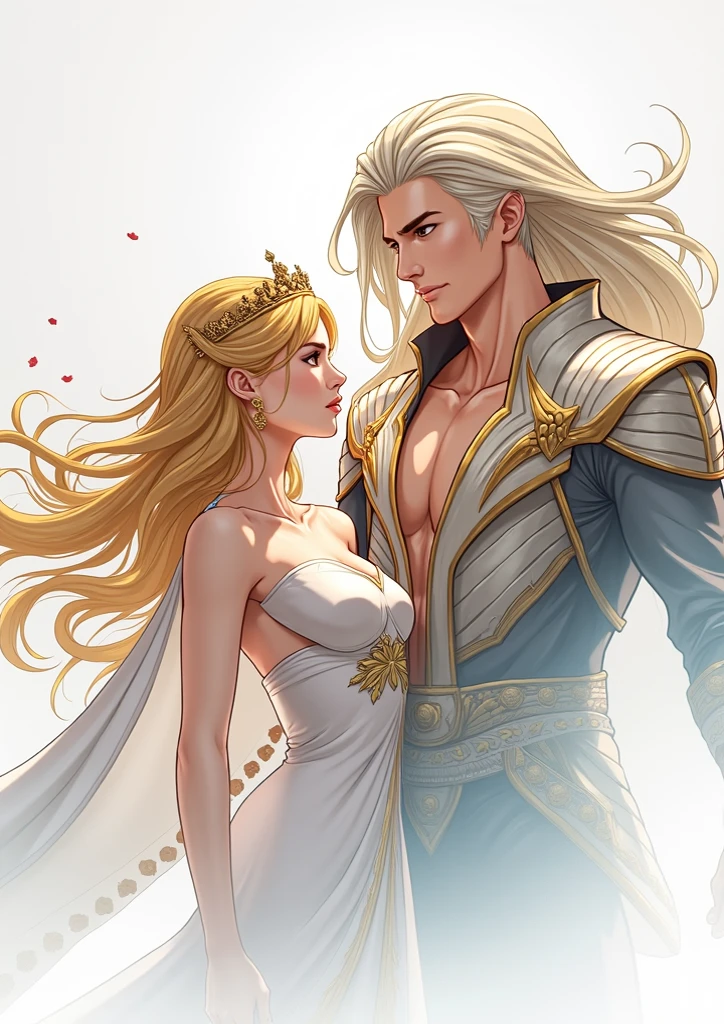 arafed image of a man and a woman in a wedding dress, castle scene manga, romance novel cover, ( castle in the background ), with a castle in the background, epic light novel cover art, muscular! fantasy, sakimichan and frank franzzeta, edmund blair and charlie bowater, official art, epic light novel art cover