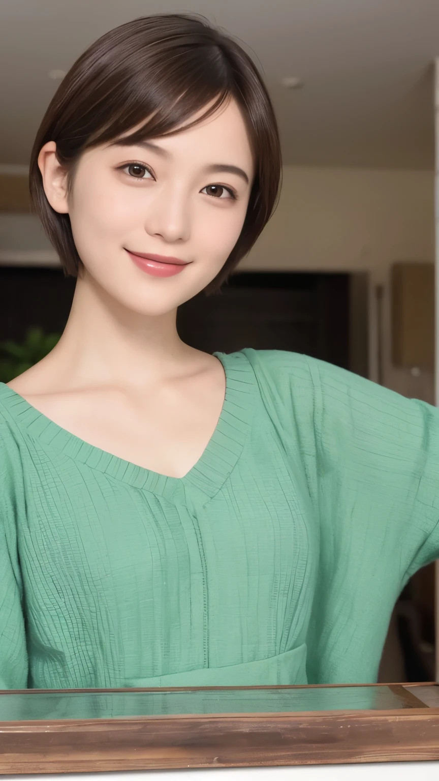 339 (20-year-old female, short hair), ( high image quality), (smile), ( Colorful Dress), ((Arietti's View of the World )), (BIG PLANTS ), (Dollhouse)