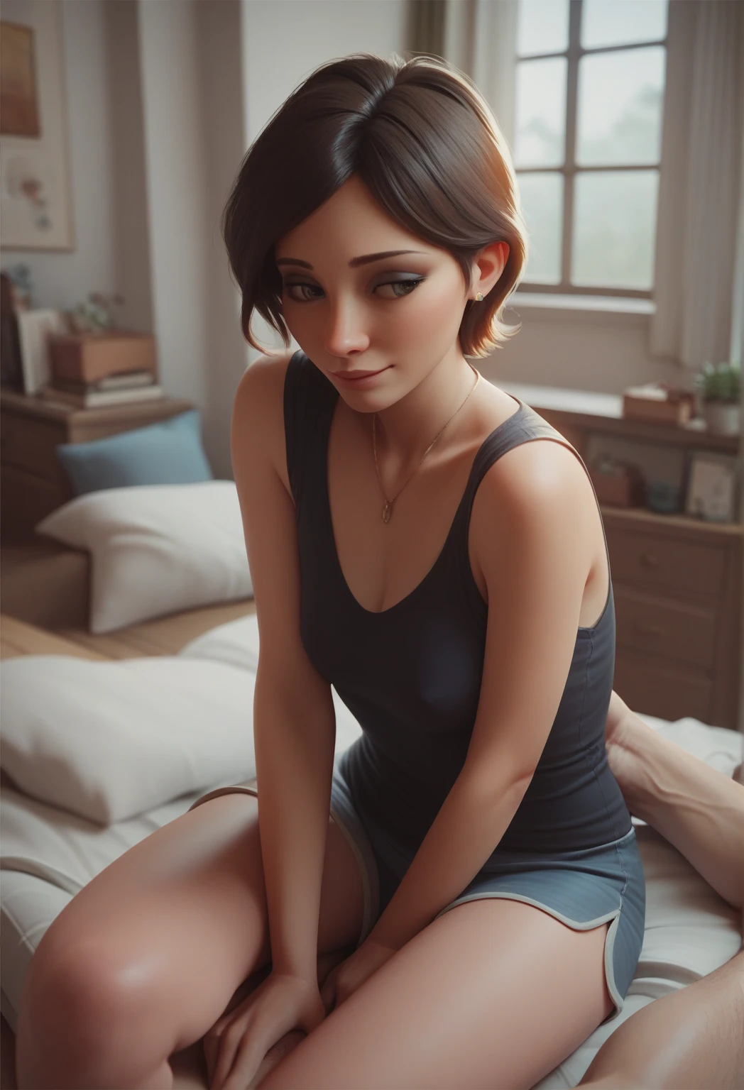 (masterpiece, best quality), 1girl,Dark red Caesar Cut with High Fade, flat chest, <lora:CubzeV1Anything:0.8>