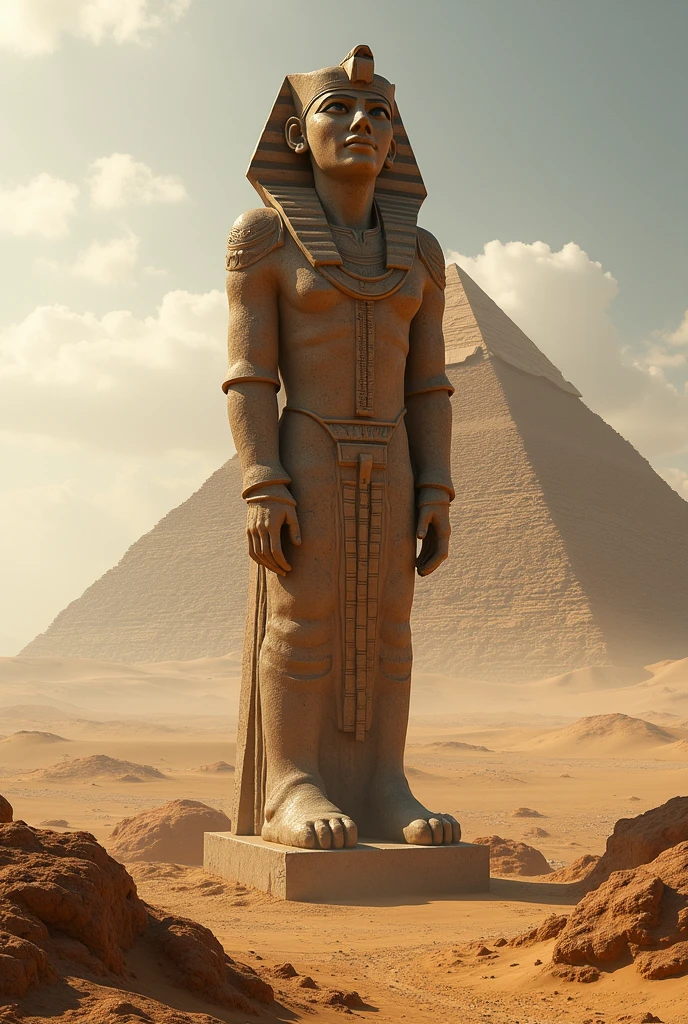 Pharaoh biggest ever on the top of pyramids of gizza . On the summit. Looking at sky. Looking at the sky 90 degrees