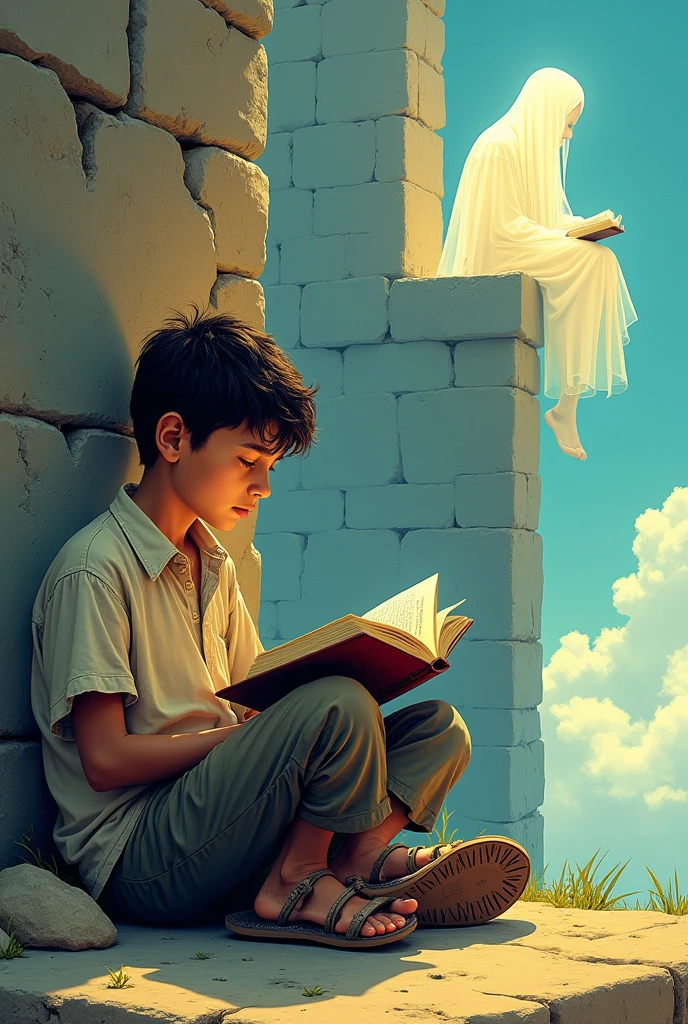 masterpiece, 4K, Clear focus, best quality,Wide-angle lens. Let's imagine,A book cover conveys a sense of nostalgia and storytelling. The title of this book is " Penamoria". It's a book about creativity, One boy's unique journey to become a musician and storyteller. On the go,He found a magical feather and a fantastic bird. Simplicity, Modern, The dreamy logo at the bottom of the book cover