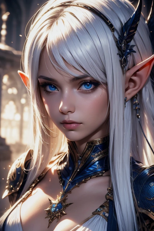 A close-up of a boy with a sword, ultra-detailed fantasy characters, intricate gorgeous anime CGI style, female demons suitable for white horns, 4 K detail fantasy, high-detail iconic characters, beautiful biomechanical elves, complex fantasy characters, high detail and very sharp, intricate artwork. Octane rendering, 3 D rendering character art 8 K