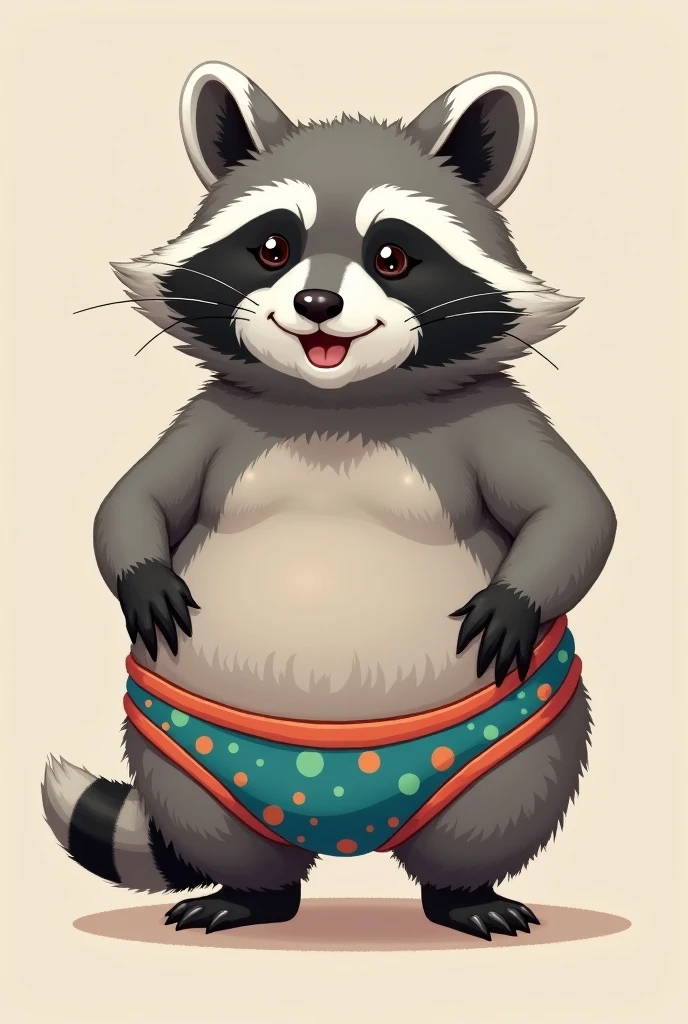 male raccoon with red underwear showing his big butt