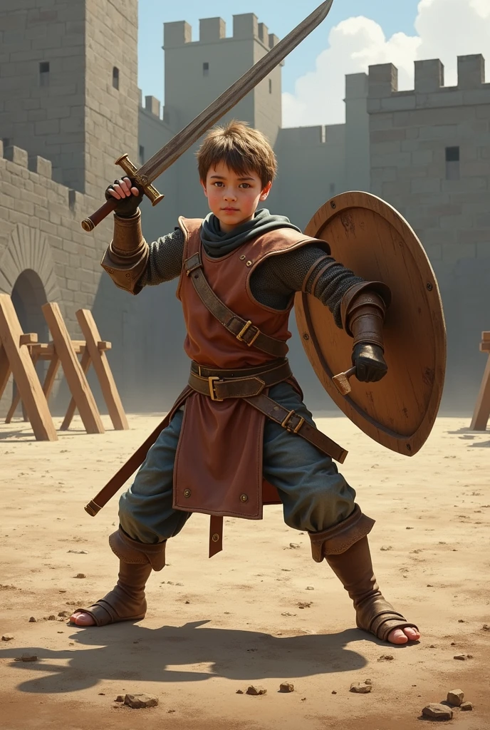 Serious, High detail, modern, Cinematic lighting, move chart, angle of view, Ultra-wide angle, hyper HD，Libido boy，Armed with a sword，Determined gaze