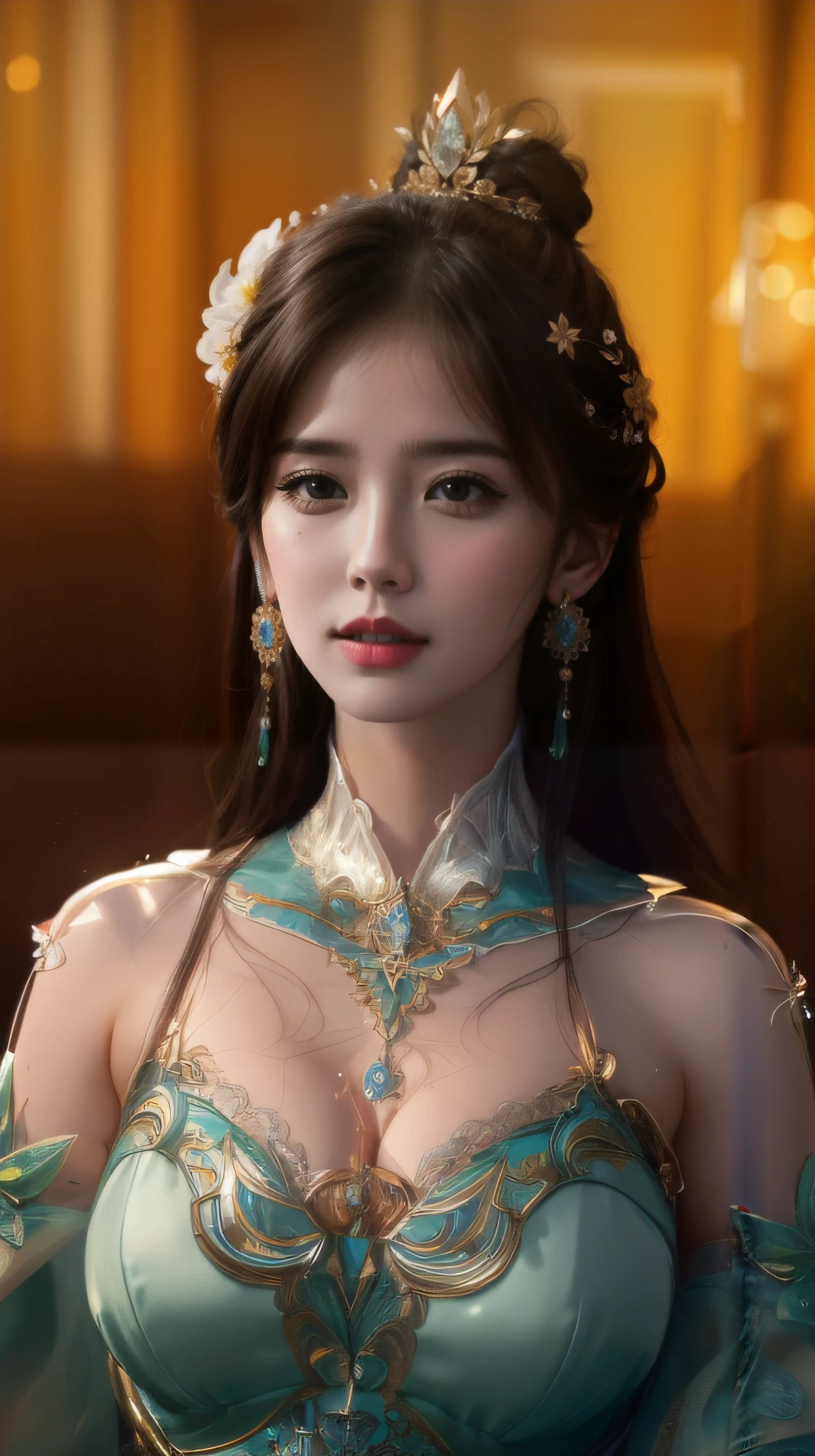 Chiaroscuro technique for elegant sensual illustrations , Retro ,There are silk-like flowers around the body, Painted landscapes, by Hannah Dyer, author：Hironaka Harumi, Very soft colors, Energetic, Pastel, Very detailed, Digital Artwork, High contrast, dramatic, refined, Tonal, Golden Ratio
