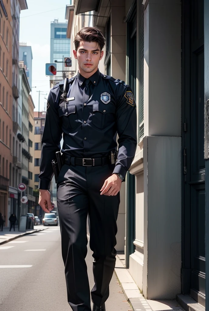 1 young handsome guy,20yr old,police officers,Interpol,hallways,The gun is handsome,musculous,hairy bodies,police uniforms(Fine eye 1:3),Black eyes,full bodyesbian
