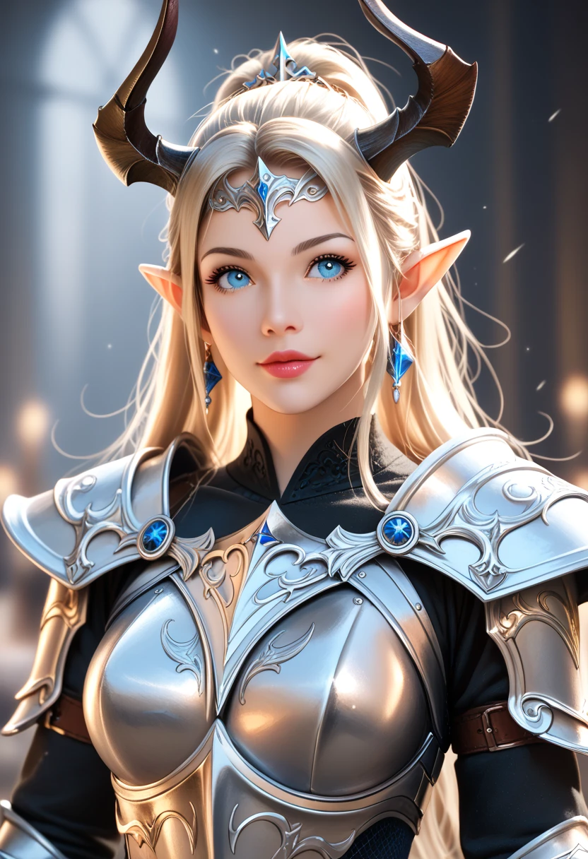 a close up of a woman in a costume with horns and a sword, armor girl, dark elf princess, pale black armor, stunning armor, 2.5 d cgi anime fantasy artwork, detailed fantasy art, epic fantasy art style hd, epic fantasy art style, wlop rossdraws, fantasy woman, beautiful armor, hyperdetailed fantasy character, rossdraws 1. 0