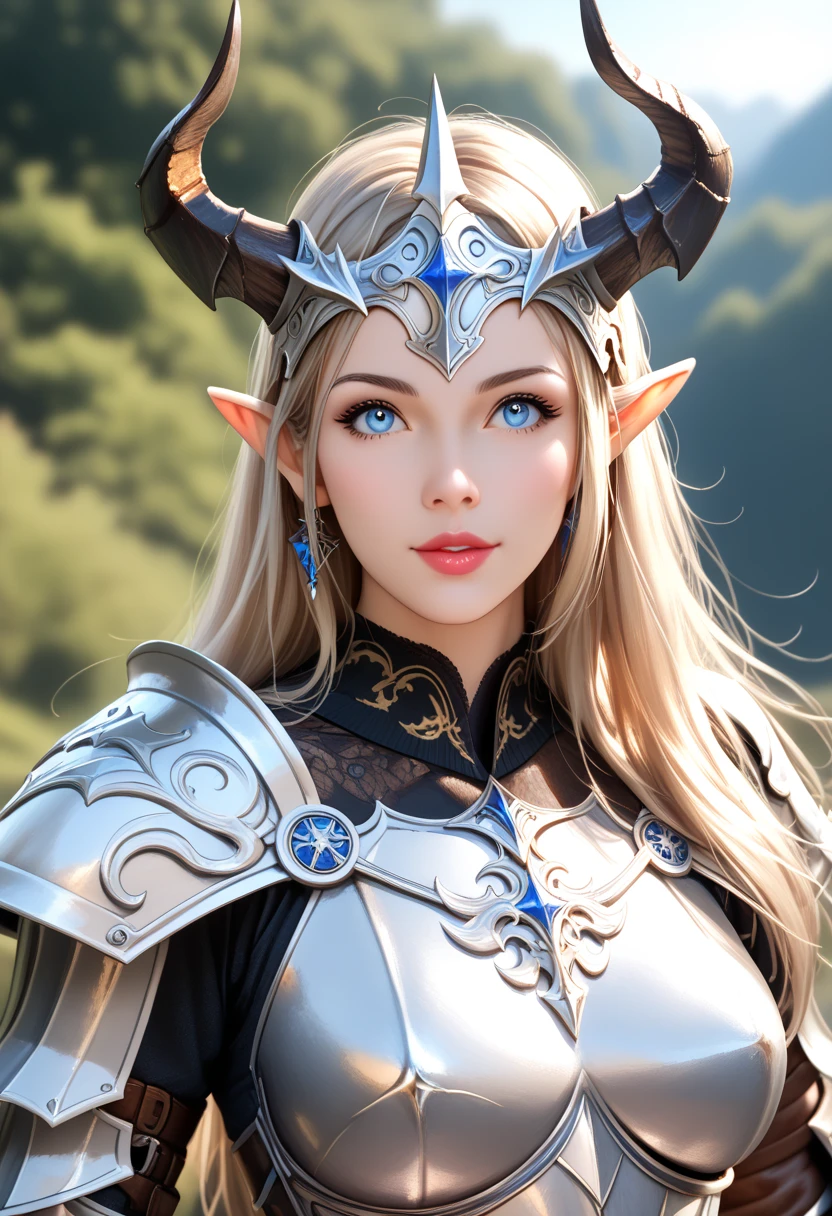 a close up of a woman in a costume with horns and a sword, armor girl, dark elf princess, pale black armor, stunning armor, 2.5 d cgi anime fantasy artwork, detailed fantasy art, epic fantasy art style hd, epic fantasy art style, wlop rossdraws, fantasy woman, beautiful armor, hyperdetailed fantasy character, rossdraws 1. 0