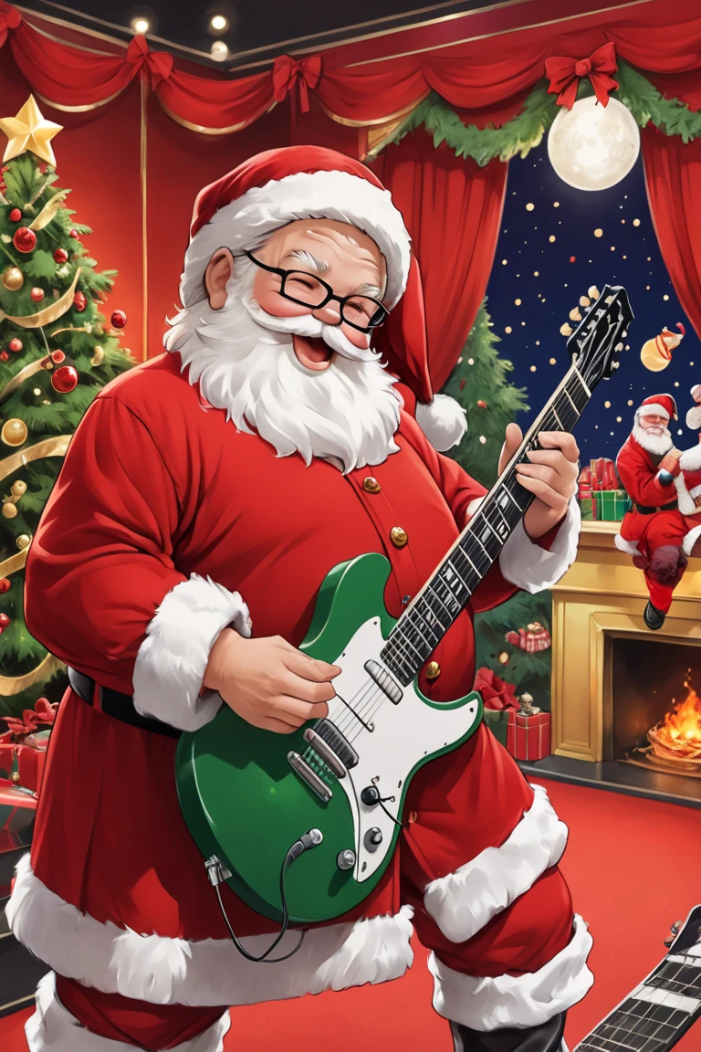 score_9, score_8_up, score_7_up, score_6_up, masterpiece, best quality, santa claus, on stage, rock and roll, holding electric guitar, ccsanta