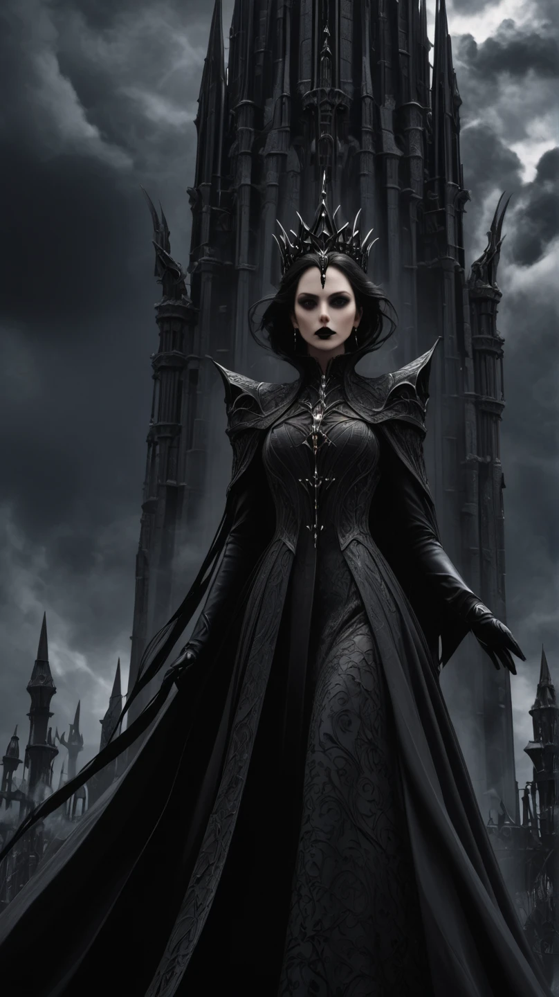Full body potrait of Angelina Jolly as dark evil spider queen, fantasy,  detailed face, highly detailed, realism