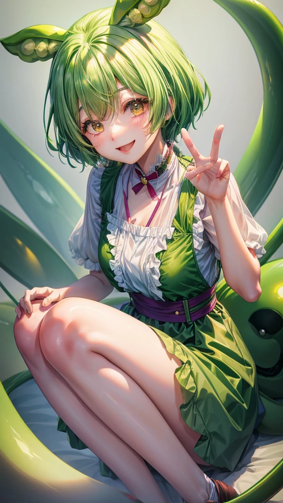 short miniskirt and dance letoard and choker, green template, green frog sticker motif kawaii theme