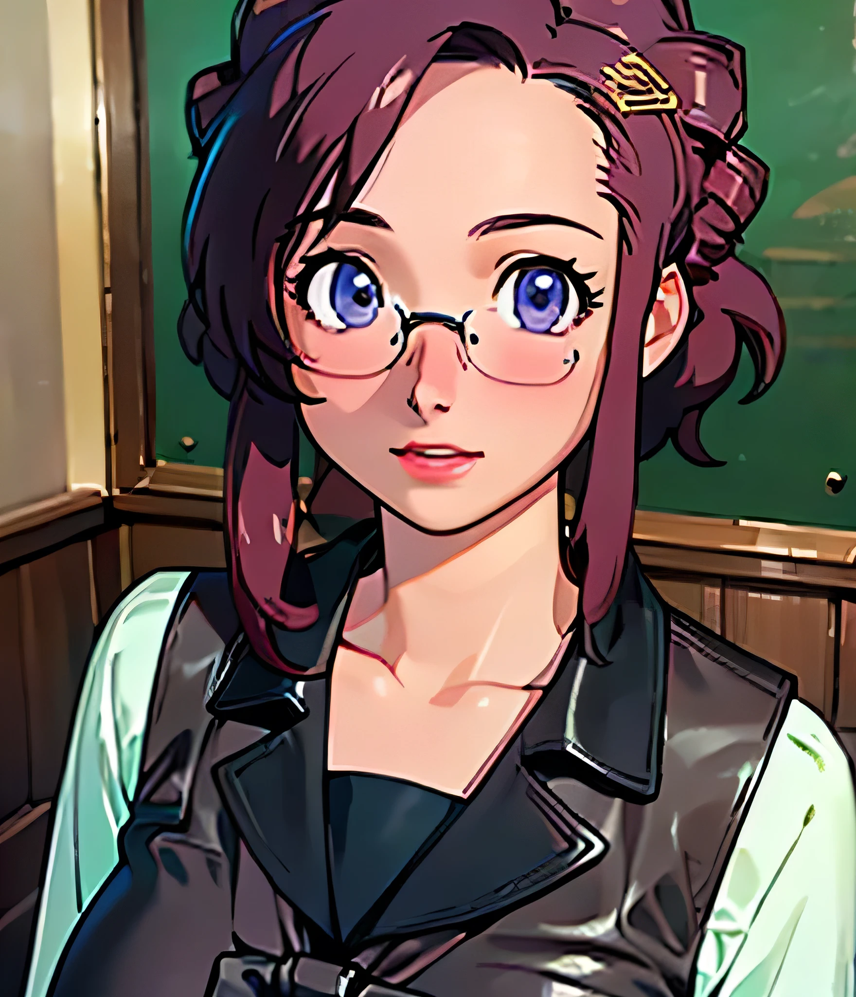 ((masterpiece)), best quality, extremely detailed face, ultra high res, (photorealistic:1.4), Amazing, finely detail, huge filesize, correct exposure, 1 girl, Athletic Body, 172cm height, (intricate details), SOLO, looking at the viewer, perfect lighting, realistic, glasses, lips, blush, shiny skin, fair skin, extremely detailed face, beautiful detailed eyes, (detail skin:1.2), depth of view, ,((school uniform, overcoat,leather shoes,)), fullbody shot, standing,