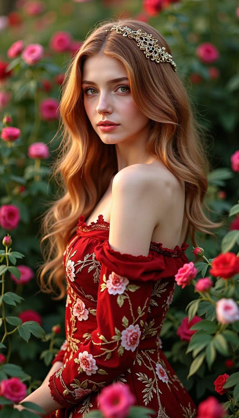 Vermelho, mulher de cabelo vermelho, floresta, flores Mix mulher com sarda no rosto, borboletas, flores, Floresta cabelo cacheado, cabelo vermelho, mulher bonita, sardas no rosto, olhos azul