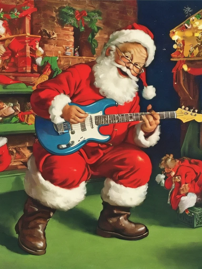 score_9, score_8_up, score_7_up, score_6_up, masterpiece, best quality, santa claus, on stage, rock and roll, holding electric guitar, ccsanta