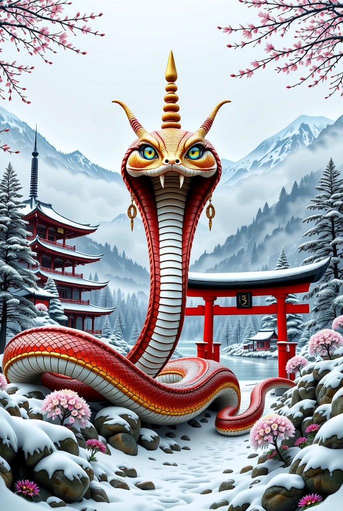 Snake　Japan　Japanese style　solemn 　god々Shii　New Year