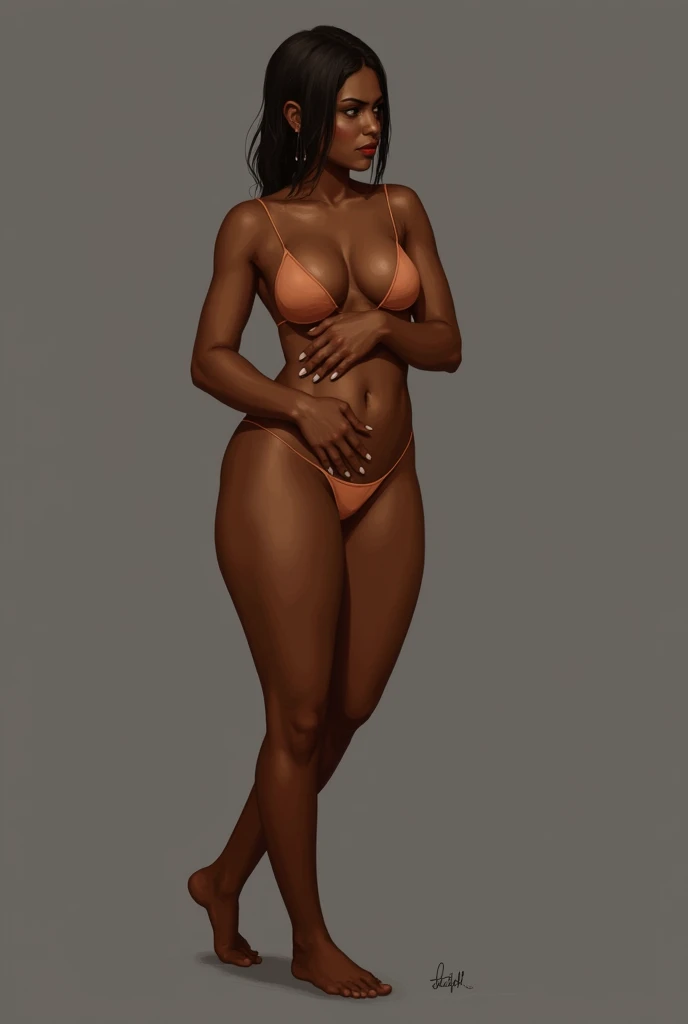 photograph from a small tits WOMAN, deep melanin, Womanly with UBER WIDE HIPS, dark skin Woman, Womancore WITH WIDE HIPS, with THICK THIGHS, dark skin Woman with small chest, physique: Generous backside, bold curves, influential curves, curvaceous simplicity, smooth curves, whiplash curves, bulbous. objective: display epic poses of subject (wearing scarf mask sweater jacket leggings shawl). sharp focus, photo-realistic techniques, shot on 70mm, highest quality, sony alpha a1, shot on fuji xt-5, color tones: Tan Khaki --auto --s2