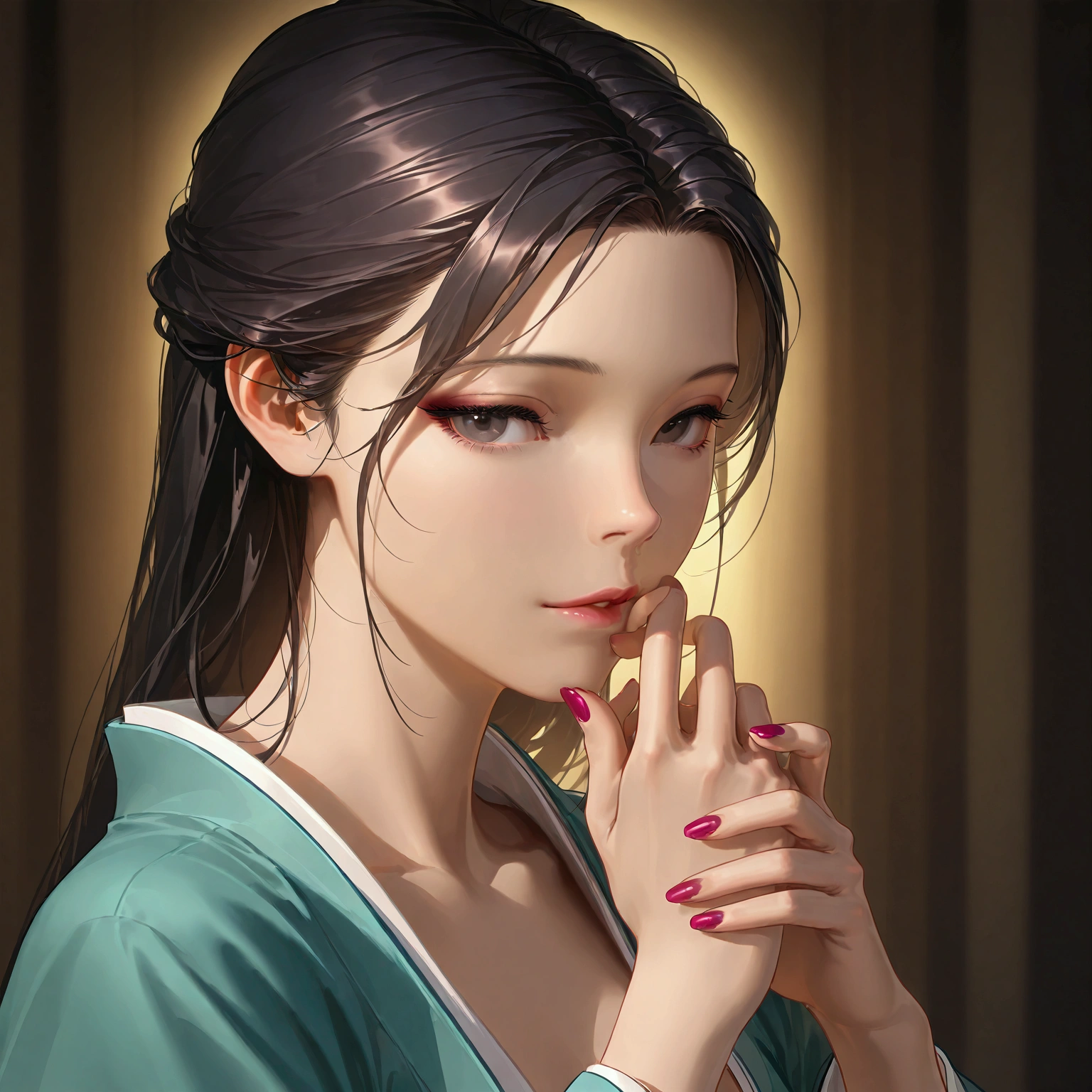 gufeng, guofeng, chinese clothes, hanfu, 1girl, solo, nail polish, from viewer, 
masterpiece, best quality, realistic, 8k, official art, cinematic light, ultra high res, perfect female body, sharp focus, 
HDR, 8k, amazing quality, very aesthetic, absurdres, newest, (volumetric lighting), photorealistic, photo background, detailed skin, detailed eyes, detailed hair, fantasy,