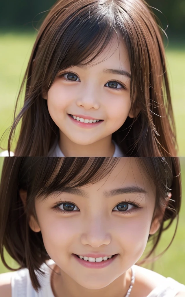 ((detailed face, cute face)), Children 10 years old、1 Beautiful girl、So cute、Navy blue plain school swimsuit
